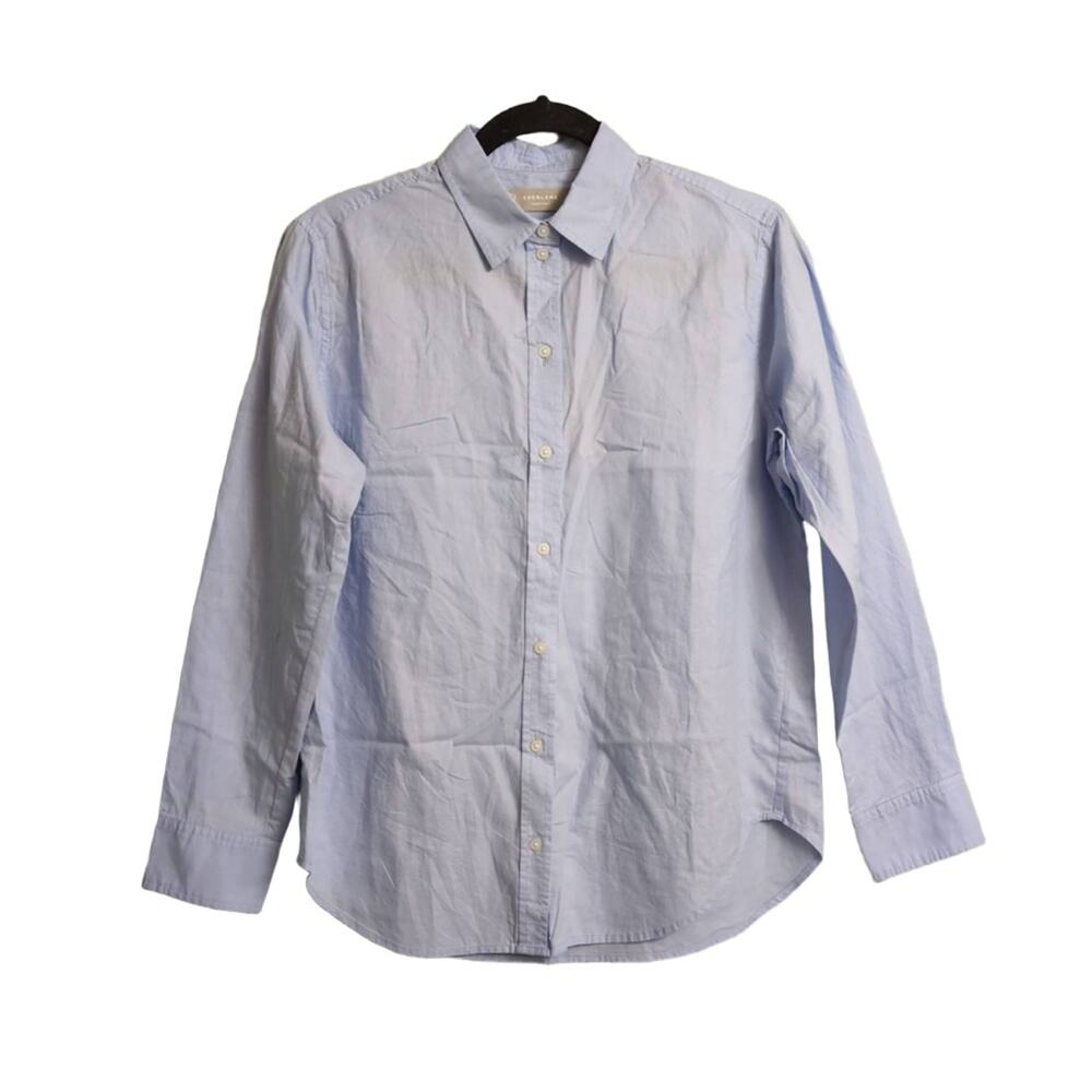 NWT EVERLANE Light Blue Collared Button Front Relaxed Button Down Shirt Cotton 4